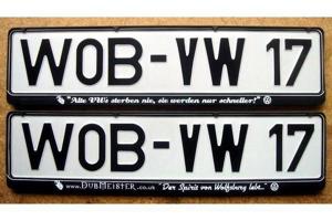 2 besondere VW Kennzeichen Rahmen neu Bild 1