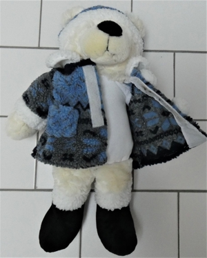 Teddy weiß mit Mantel und Mütze / ca. 50 cm groß Bild 2