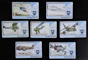 7 Telefonkarten Türkei, alte Flugzeuge,Türkish Air Force,Türk Hava Kuvvettlerie, abtelefoniert Bild 2