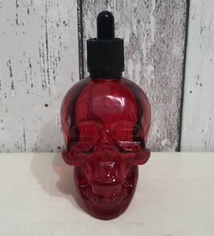 Glasflasche Totenkopf rot 120ml