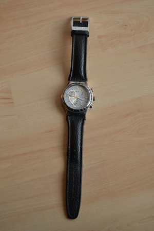 Verkaufe original Swatch Irony - Uhr für Herren, mit schwarzem Lederarmband Bild 1