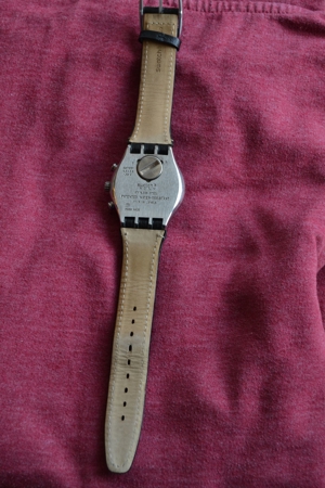 Verkaufe original Swatch Irony - Uhr für Herren, mit schwarzem Lederarmband Bild 4