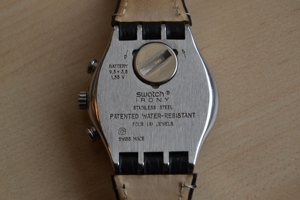 Verkaufe original Swatch Irony - Uhr für Herren, mit schwarzem Lederarmband Bild 3