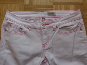 Hose Jeans Gr. L bzw. ca. Gr. 38/40?, weiß mit pink Bild 4