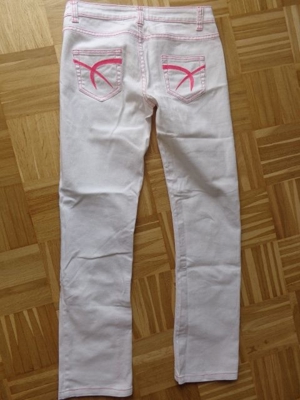 Hose Jeans Gr. L bzw. ca. Gr. 38/40?, weiß mit pink Bild 3