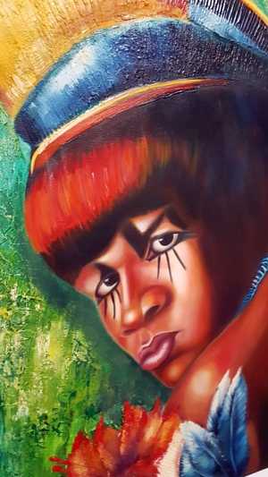 Brasilien Gemälde Indio Schamane Ethno Amazonas Regenwald 80x70 Mann Ayahuasca Häuptling krieger Bild 7