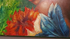 Brasilien Gemälde Indio Schamane Ethno Amazonas Regenwald 80x70 Mann Ayahuasca Häuptling krieger Bild 4