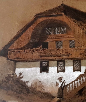 1920 Bauernhof Bauernhaus Karl Spieß Hartha Sachsen Tracht Tusche Zeichnung Bild 3