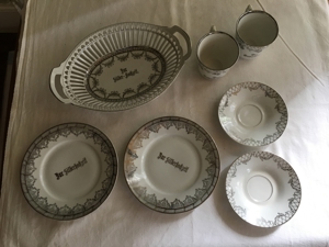 Silberhochzeit 2 Gedecke Schale 7 Teile Porzellan Geschirr Gedeck Bild 2