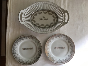 Silberhochzeit 2 Gedecke Schale 7 Teile Porzellan Geschirr Gedeck Bild 4