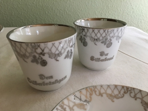 Silberhochzeit 2 Gedecke Schale 7 Teile Porzellan Geschirr Gedeck Bild 3