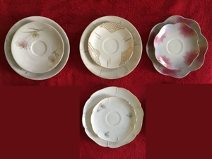 4 Set Geschirr Porzellan Sammeltassen Deko Kaffee Polterabend Tee Teller Unterteller Bild 1