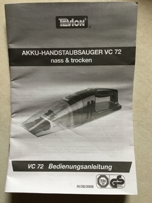 Tevion Akku Hand Staubsauger VC 72 Sauger nass & trocken Bild 2