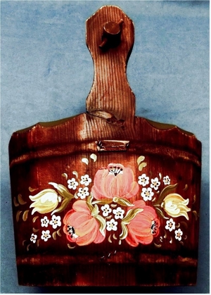 kleiner ovaler Holzkübel mit Griffstange - handbemalte Bauernmalerei - Größe ca. 23,5 x 25 x 30 cm Bild 3