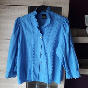 Damen-Trachtenbluse C&A Dreiviertelarm blau Gr. 44 EUR 5,-