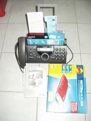 FAX-Gerät mit Telefon Sharp UXP 410 mit gebr.Fritz Box 3370