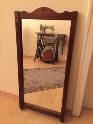 Antiker Spiegel 80 × 40 cm von 1920 dunkler Holzrahmen Bild 2