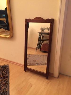 Antiker Spiegel 80 × 40 cm von 1920 dunkler Holzrahmen Bild 3