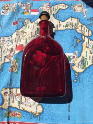 Glasflasche rotes Glas handgemacht, antik Bild 4