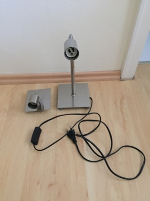 Tischlampe Edelstahl 50 Watt Fischer Leuchten und passenden Wandstrahler Porto