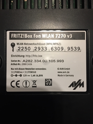 Fritzbox w lan 7270 v3 mit allen Kabeln Bild 2