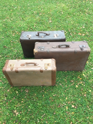 Koffer antik Vulcanfibre Material , 3 Stück Vintage Bild 5