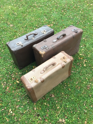 Koffer antik Vulcanfibre Material , 3 Stück Vintage Bild 4