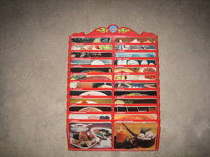 Rezeptkarten im Hängeregal, Küche 70er Jahre