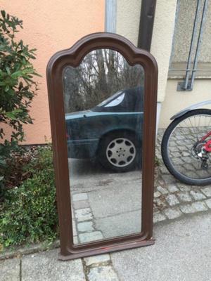 Spiegel antik 130 x 60 cm in altem braunen Holzrahmen Bild 4