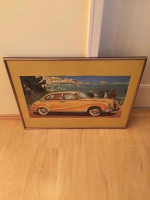 2 Bilder : 60 x 80 Rosen im silbernen Rahmen, und BMW 502