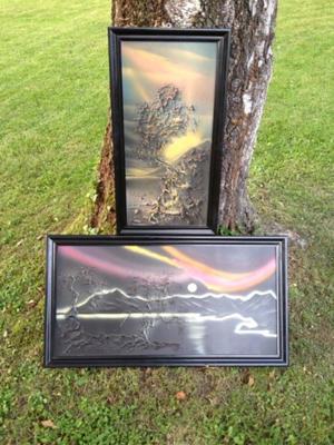 Bilder 2 Stück , handgemalt im schwarzen Rahmen