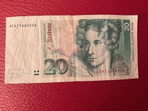 20 Deutsche Mark Schein 1993 , 2. Serie Erinnerungsstück