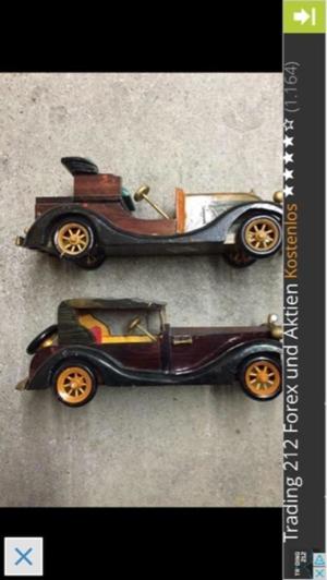 Modellautos Holz Oldtimer, 2 Stück, DEKO Bild 6
