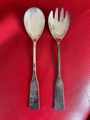 MK Zn4 Salatbesteck antik versilbert 1930 selten