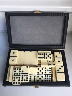 Dominosteine in Vintage Box um 1970 Bild 1