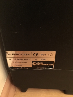 Geldspielautomat - Leergehäuse , Euro Cash ideal als Barschank Bild 5