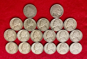 6 Quarter Dollar USA + 28 x Five Cent Nickel 1905-1989 Liberty Head,Buffalo,Jefferson Bild 3