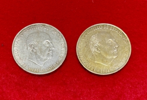 2 x Silbermünzen 100 PTAS Pesetas Peseten 1966 Spanien Bild 2