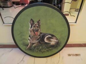 Holzscheibe Schäferhund, handgemalt !