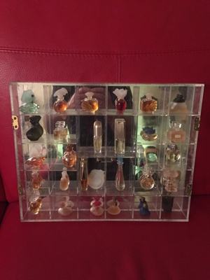 Setzkasten Plexiglas mit Flacon- Miniaturen 28 Stück Bild 3