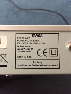 DVD Player Targa DP 5200 x mit Fernbedienung Bild 6