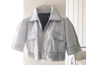 Lederjacke Kurzarm, Farbe:powder blue Größe 36  38