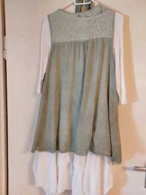 Kleid weiß olivgrün Bild 7