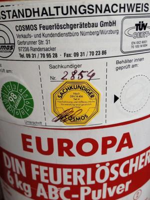 6KG DIN Feuerlöscher EUROPA ABC-Pulver (geprüft zuletzt 12-1998), Bild 2
