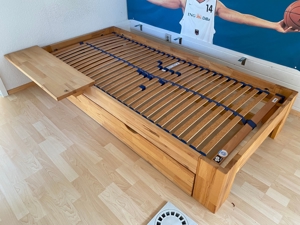 Möbelum Naturholz Gäste-Kinder-Jugend-Bett mit Schublade (200x90cm), Wohnung, schlafen, Echtholz Bild 2