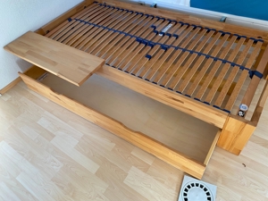 Möbelum Naturholz Gäste-Kinder-Jugend-Bett mit Schublade (200x90cm), Wohnung, schlafen, Echtholz Bild 8