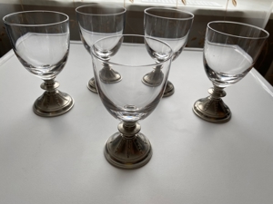 18x verschiedene Gläser mit Zinn Füßen, Glas, trinken, Haus, Wohnung, Gäste, Antiquität, ausgefallen Bild 8
