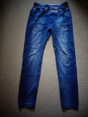 Leggings mit Jeansdruck ca. Gr. S/M blau, nicht getragen