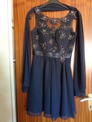 Kleid festlich Gr. 36 dunkelblau mit Stola für Abiball, Hochzeit, Party etc. Bild 3