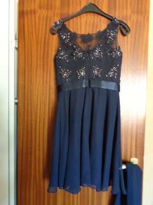 Kleid festlich Gr. 36 dunkelblau mit Stola für Abiball, Hochzeit, Party etc. Bild 4